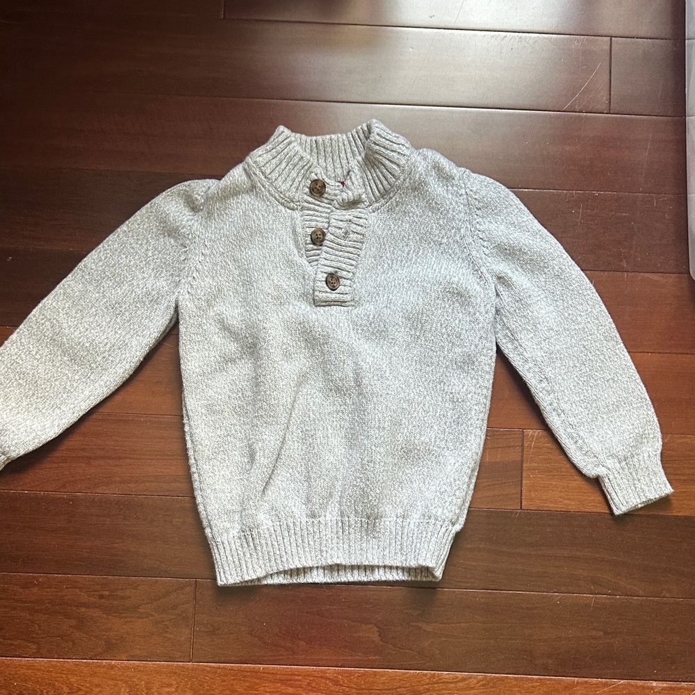 Carter's Light Gray Knit Sweater with Button Placket